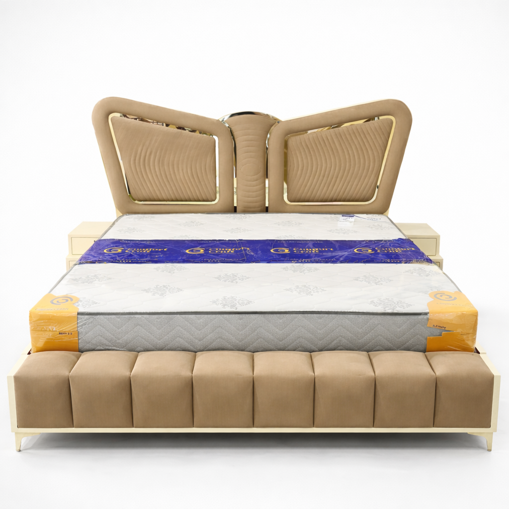 Butter Fly King Size Bed with side tables and Attached autumn