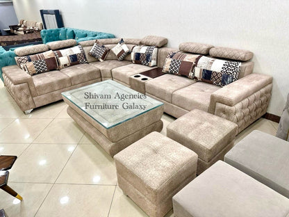 Earthly Comfort L Type 7 Seater Sofa Set with all adjustable head rest