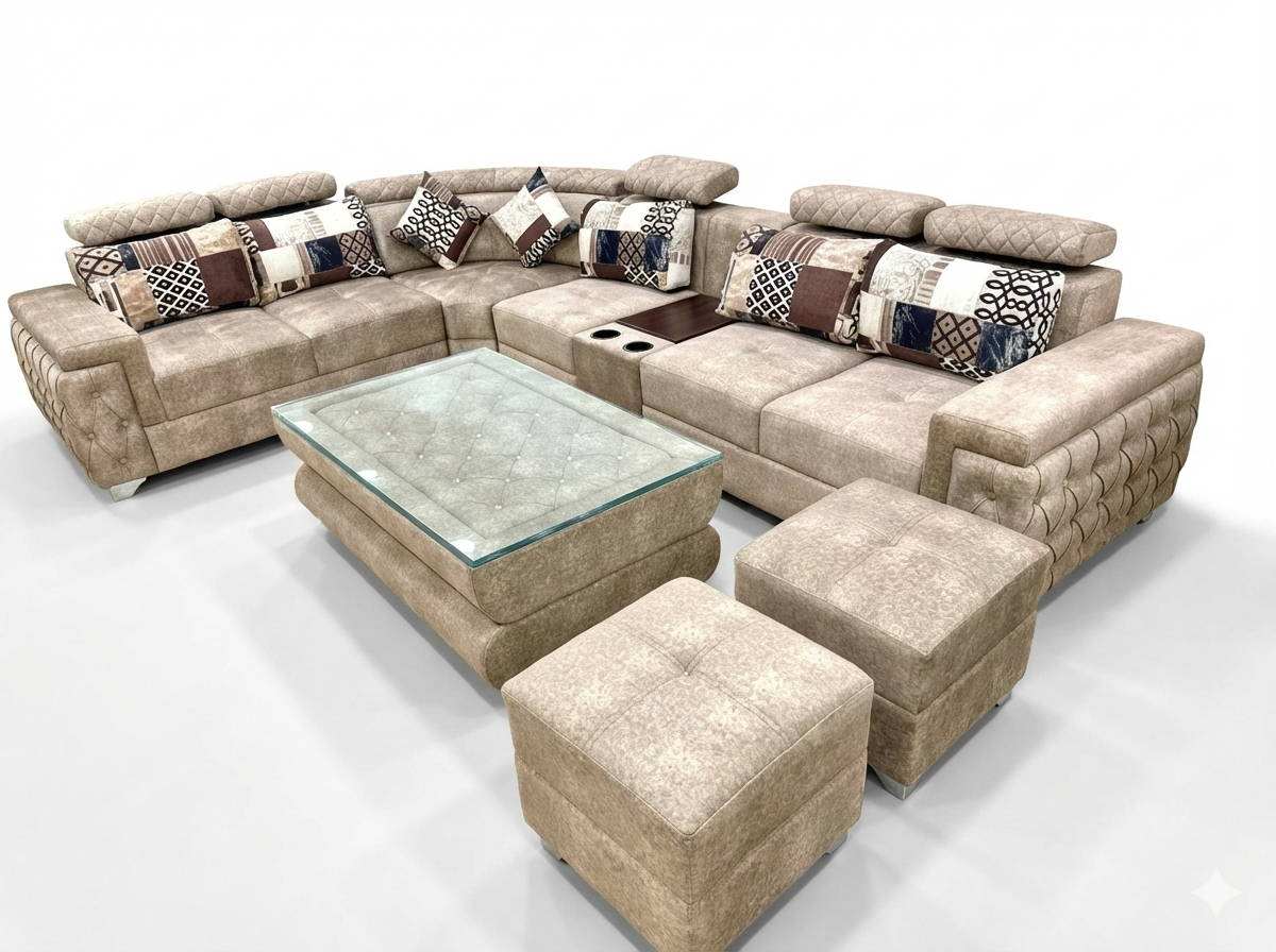 Earthly Comfort L Type 7 Seater Sofa Set with all adjustable head rest