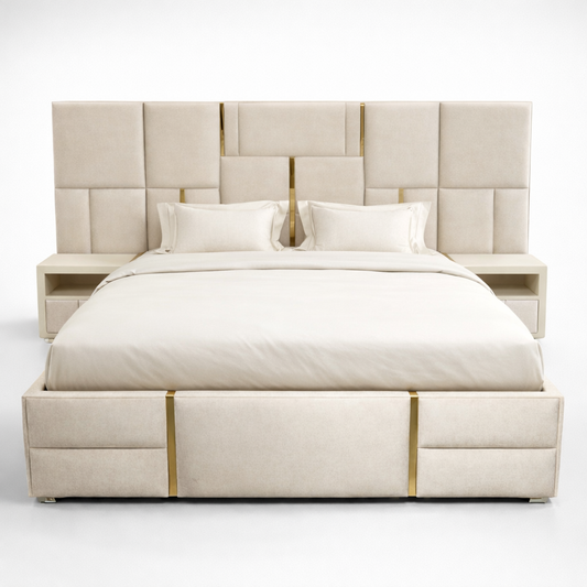 Fantasy King Size Bed with side tables and Attached autumn