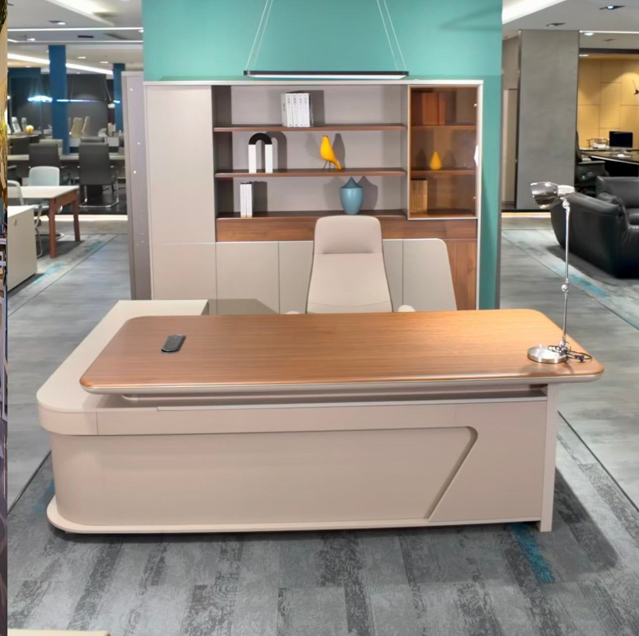 Italian style Executive Office Table With Attached Side Table 7.2x3FT
