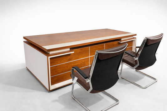 Teek Shivam Office Table with separate side table, 6X3 Feet